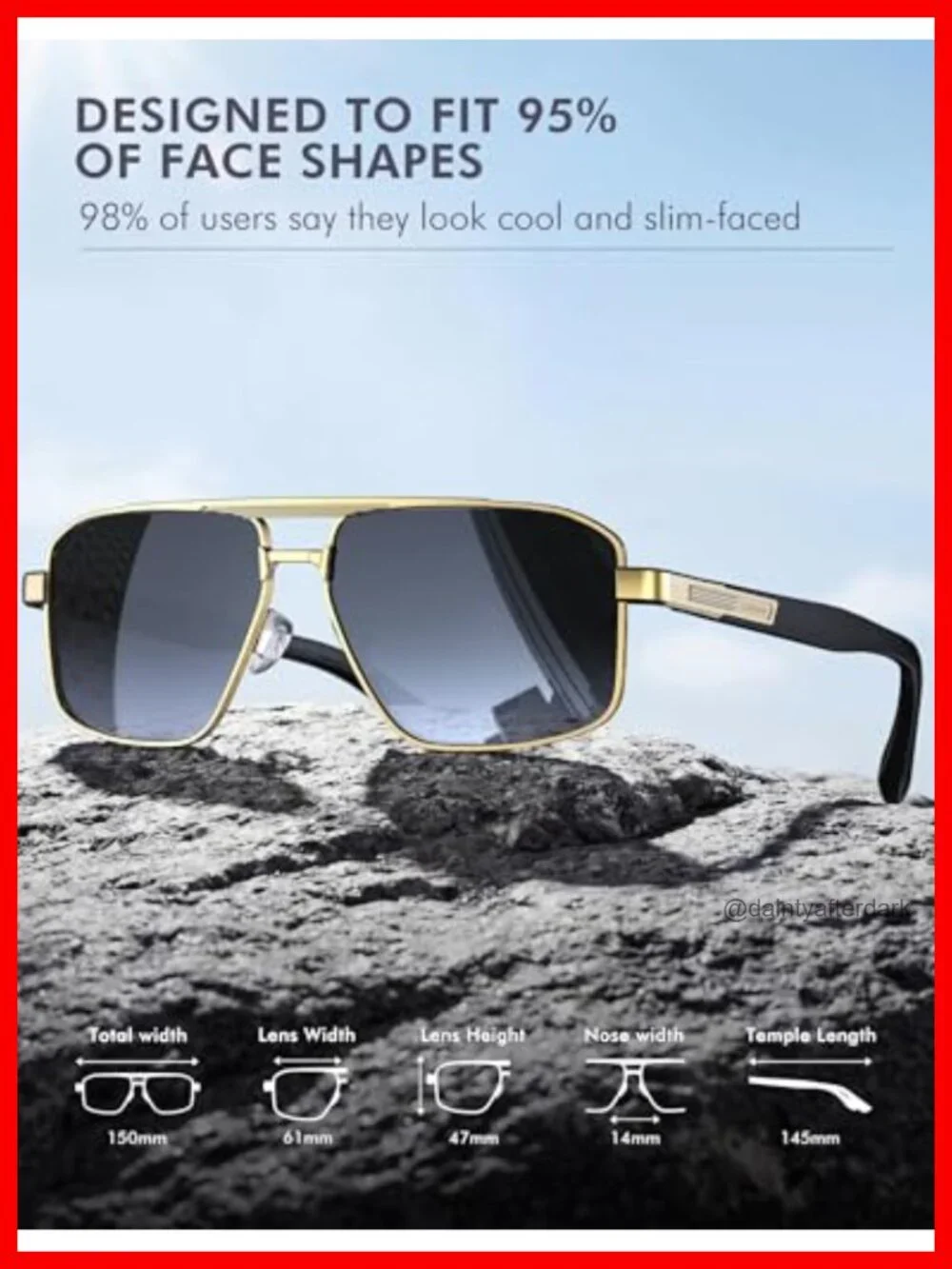 Polarized Aviator Sunglasses for Men Women Square UV400 Protection Anti-Glare